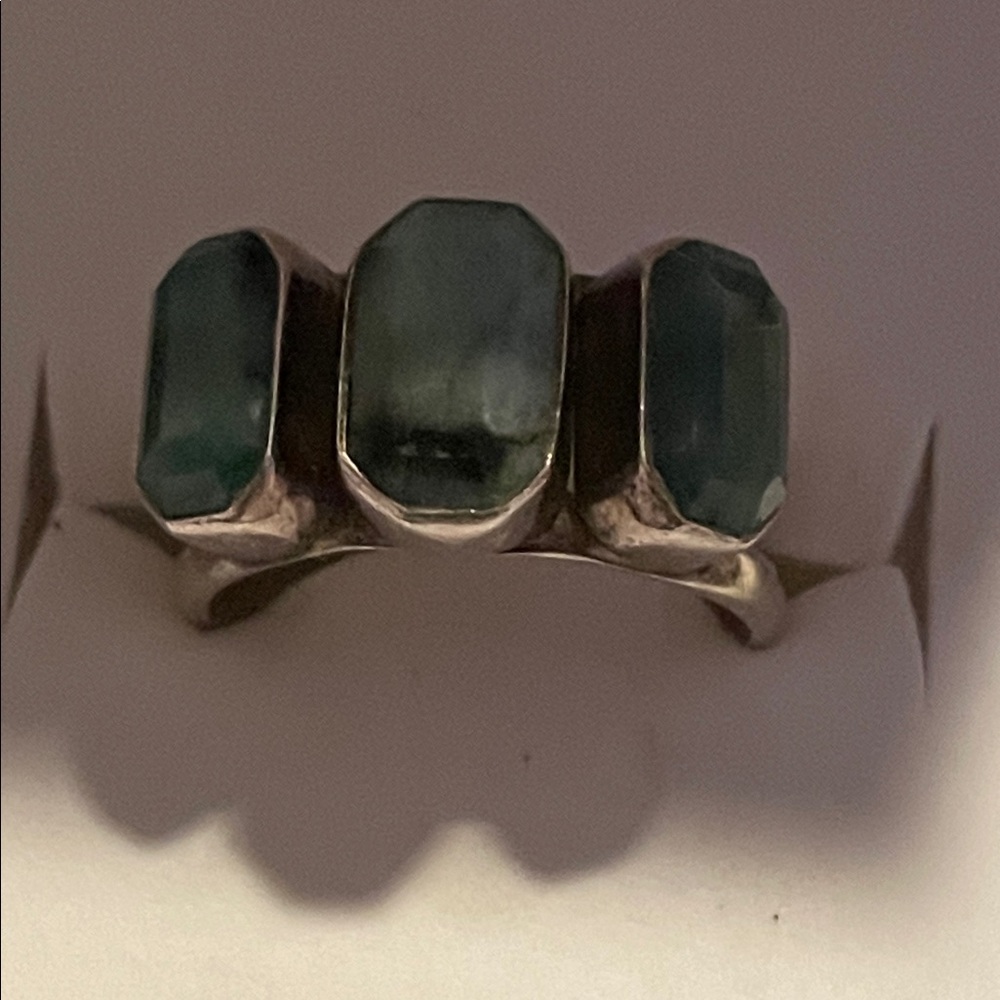 925 Silver and Green Jade Gemstone Jay King Ring DR